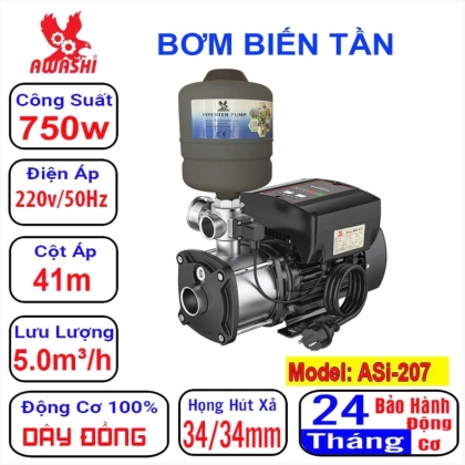 Máy bơm tăng áp biến tần Awashi 750W – Model ASi-207
