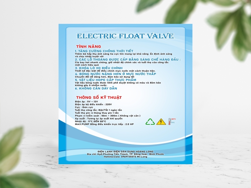 Phao Không Dây Công Tắc Mực Nước Pin Mặt Trơi